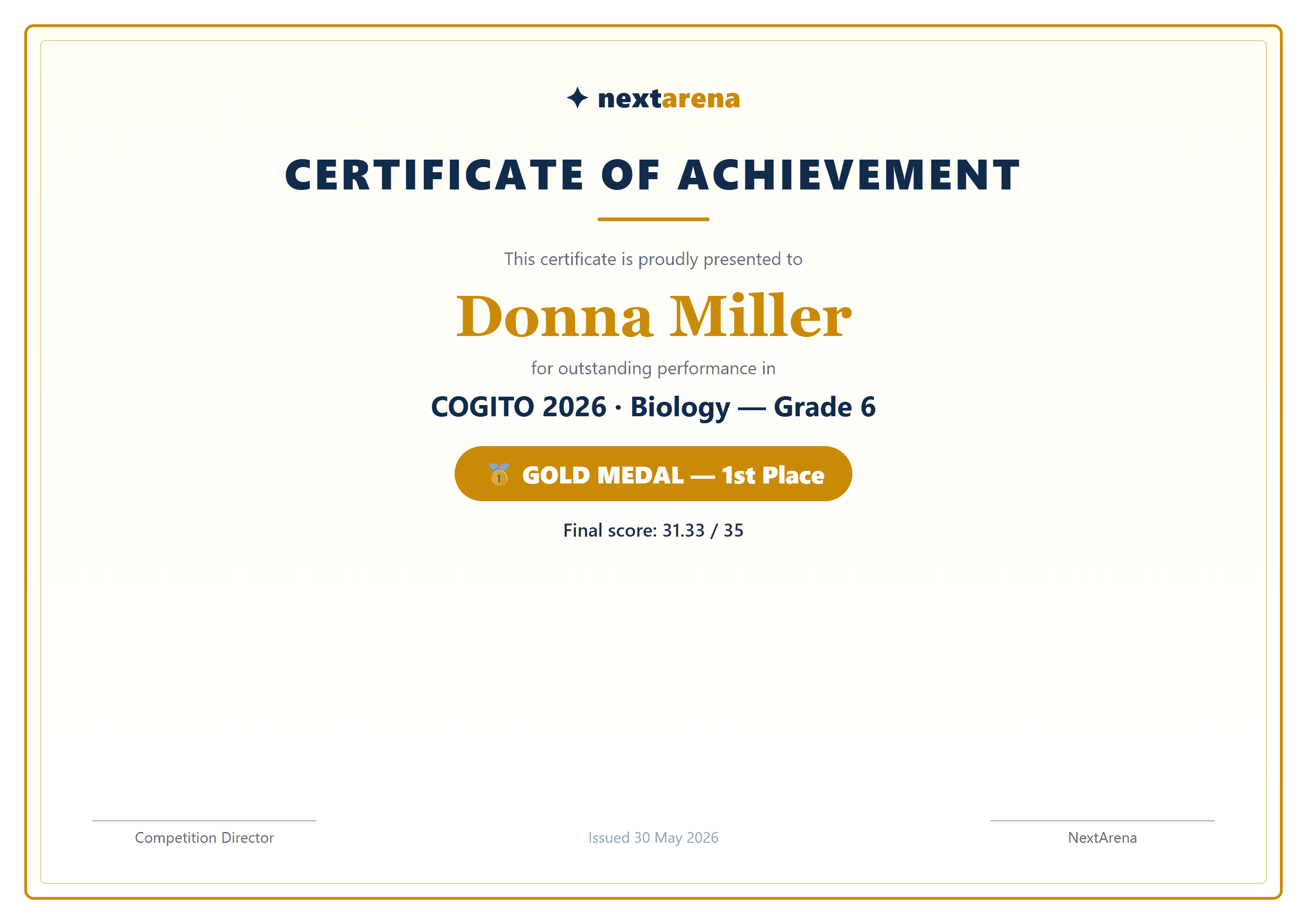 NextArena bulk certificate generation and auto-built award ceremony slide deck