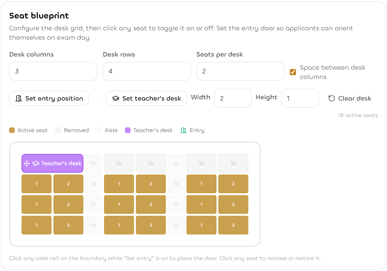 NextArena anti-cheat seating blueprint with automatic jury and invigilator assignment